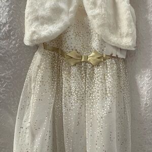 Jona Michelle Cream Dress with Gold Dots
